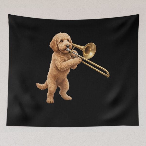 Item preview, Goldendoodle Playing Trombone Player Trombonist Dog Lover designed and sold by DoodleTortle.