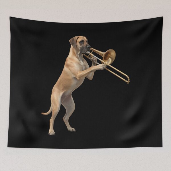 Item preview, Great Dane Playing Trombone Player Trombonist Dog Lover designed and sold by DoodleTortle.