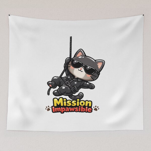 Item preview, Mission Impawsible Kawaii Vector Cat Parody designed and sold by SketchOnScreen.