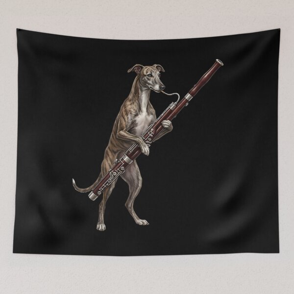 Item preview, Greyhound Playing Bassoon Player Bassoonist Dog Lover designed and sold by TerryConnells.