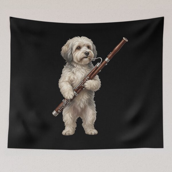 Item preview, Havanese Playing Bassoon Player Bassoonist Dog Lover designed and sold by TerryConnells.