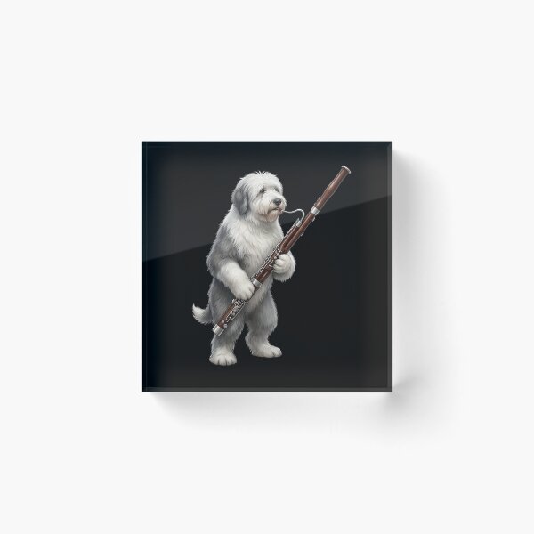 Item preview, Old English Sheepdog Playing Bassoon Player Bassoonist Dog Lover designed and sold by TerryConnells.
