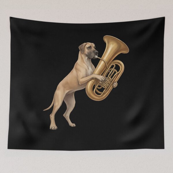 Item preview, Great Dane Playing Tuba Player Tubaist Dog Lover designed and sold by DoodleTortle.