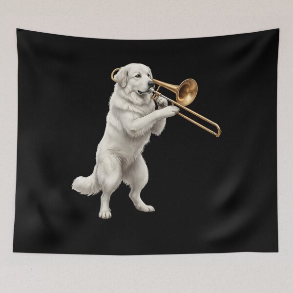 Item preview, Great Pyrenees Playing Trombone Player Trombonist Dog Lover designed and sold by DoodleTortle.