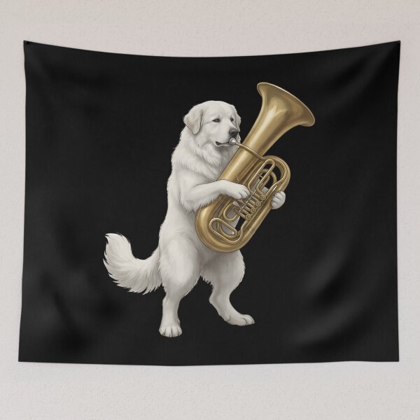 Item preview, Great Pyrenees Playing Tuba Player Tubaist Dog Lover designed and sold by DoodleTortle.