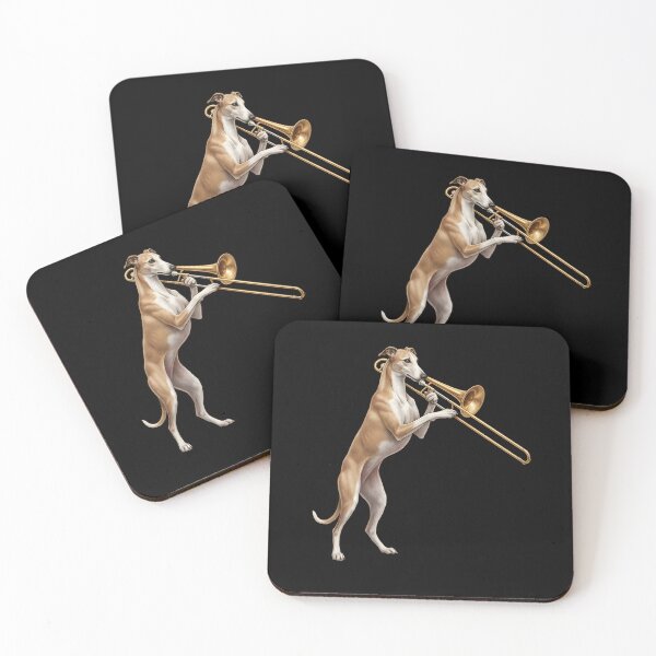 Item preview, Greyhound Playing Trombone Player Trombonist Dog Lover designed and sold by DoodleTortle.