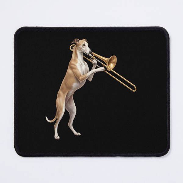 Item preview, Greyhound Playing Trombone Player Trombonist Dog Lover designed and sold by DoodleTortle.
