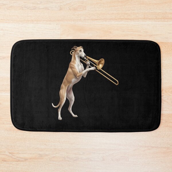 Item preview, Greyhound Playing Trombone Player Trombonist Dog Lover designed and sold by DoodleTortle.