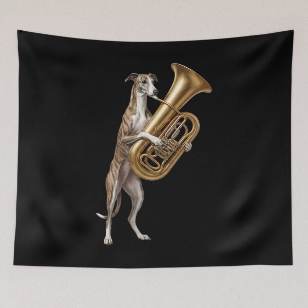 Item preview, Greyhound Playing Tuba Player Tubaist Dog Lover designed and sold by DoodleTortle.