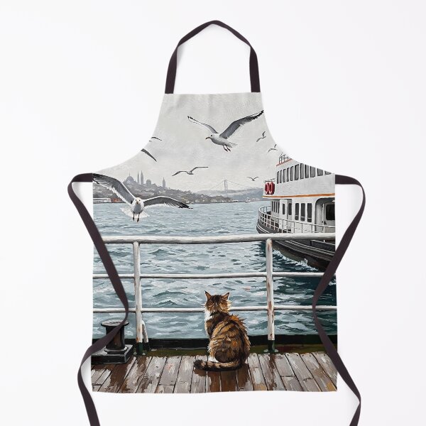 Item preview, Istanbul Ferry Ride with Seagulls & Cat - Oil Painting Art designed and sold by Ascend777.