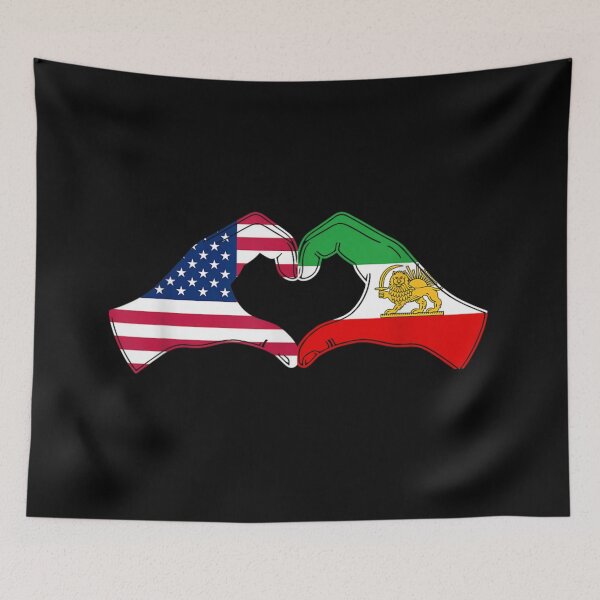 Item preview, Iranian American Heritage USA Iran Lion and Sun Flag Heart Love designed and sold by MiteKangerin.