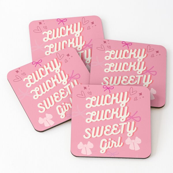 Item preview, Cute Pink “Lucky Sweety Girl” Typography Design designed and sold by DreamGraphicDG.