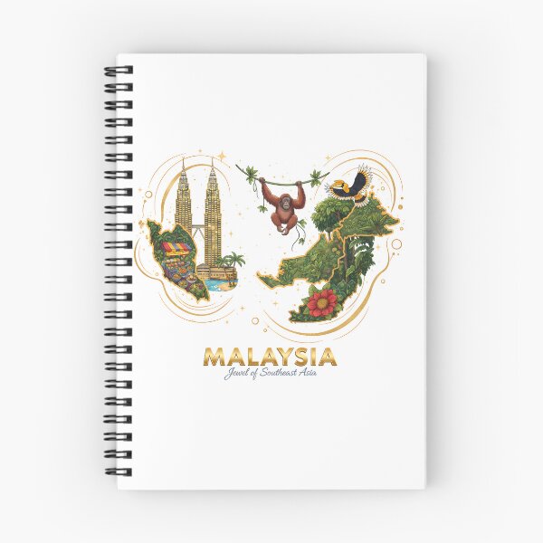 Item preview, Malaysia Map Petronas Towers and Rainforest Wildlife Art designed and sold by AbulailArt.