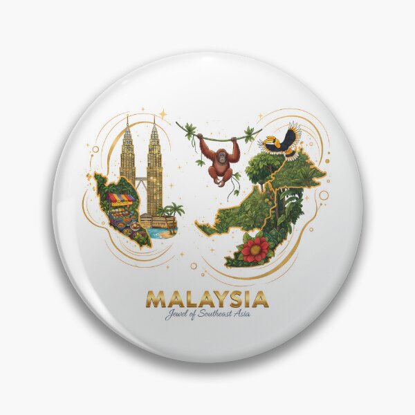 Item preview, Malaysia Map Petronas Towers and Rainforest Wildlife Art designed and sold by AbulailArt.