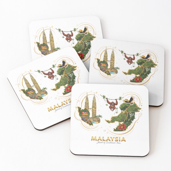 Item preview, Malaysia Map Petronas Towers and Rainforest Wildlife Art designed and sold by AbulailArt.