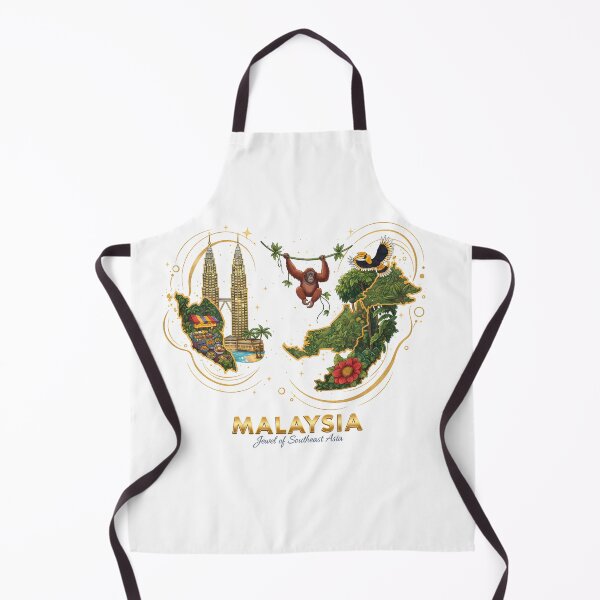 Item preview, Malaysia Map Petronas Towers and Rainforest Wildlife Art designed and sold by AbulailArt.