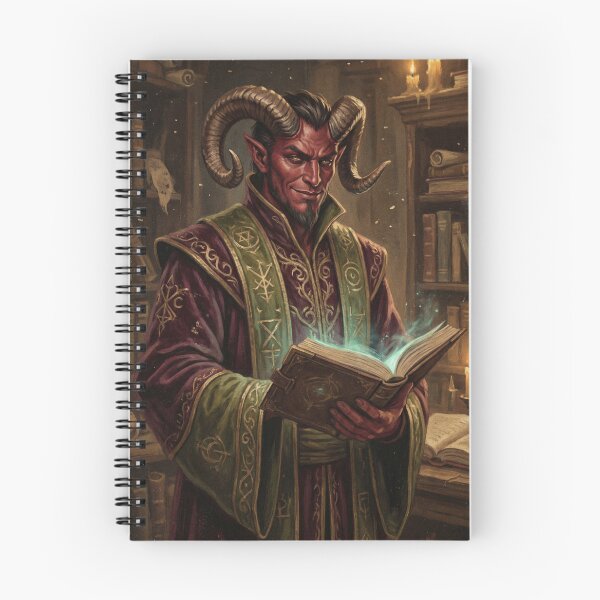 Item preview, Shadow Fae Tiefling Warlock Grimoire Spiral Notebook designed and sold by ShadowFaeStudio.