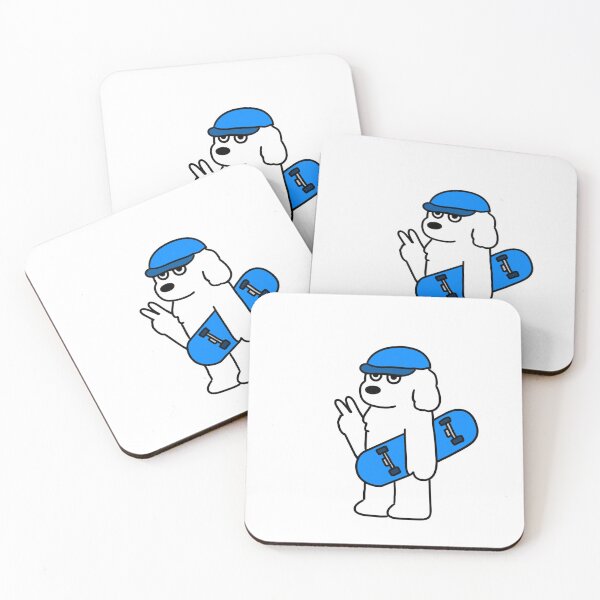 Item preview, Cool White Dog Skater with Blue Skateboard designed and sold by EricTsaiShop.