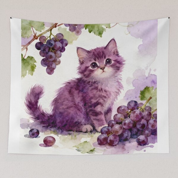 Item preview, Grape Kitten designed and sold by Shelley Loewnau-Jones Studio.