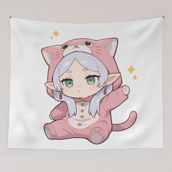 Item preview, Chibi Elf in Pink Cat Onesie – Cute Kawaii Fantasy Girl designed and sold by Dyan4.