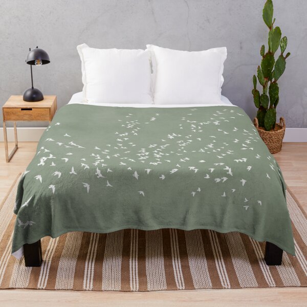 Item preview, Sage Green Minimalist Bird Flock Home Decor – Earth Tone Japandi Textile Design, Modern Nature Aesthetic designed and sold by artstudionadja.