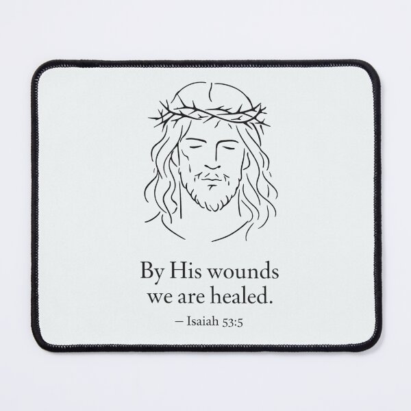 Item preview, Religious Wall Art - Jesus with Crown of Thorns Drawing - Christian Graduation or Baptism Gift - Minimalist Scripture Home Decor - Isaiah 53:5 designed and sold by vaidalee.