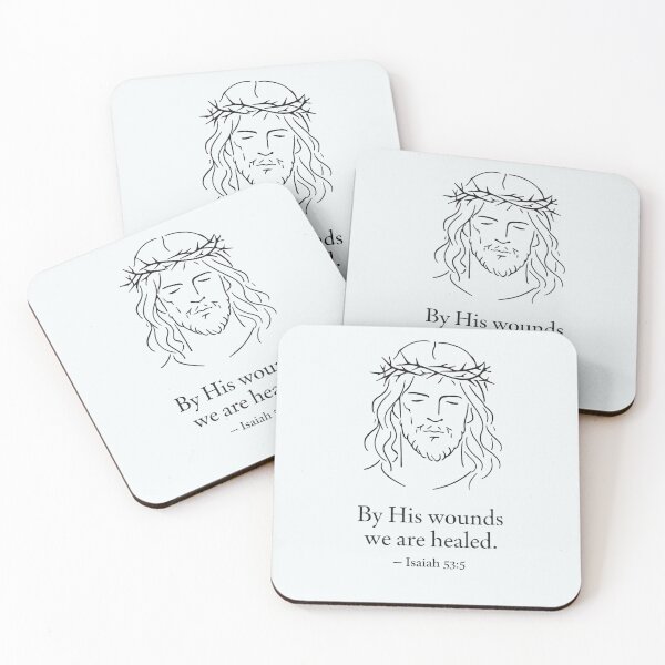 Item preview, Religious Wall Art - Jesus with Crown of Thorns Drawing - Christian Graduation or Baptism Gift - Minimalist Scripture Home Decor - Isaiah 53:5 designed and sold by vaidalee.