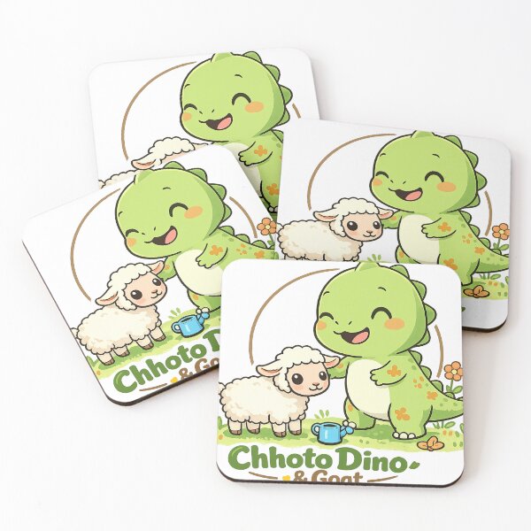 Item preview, Chhoto Dino & Goat – Cute Kawaii Dinosaur and Lamb Friendship Cartoon designed and sold by MeeraArts&Crafts.