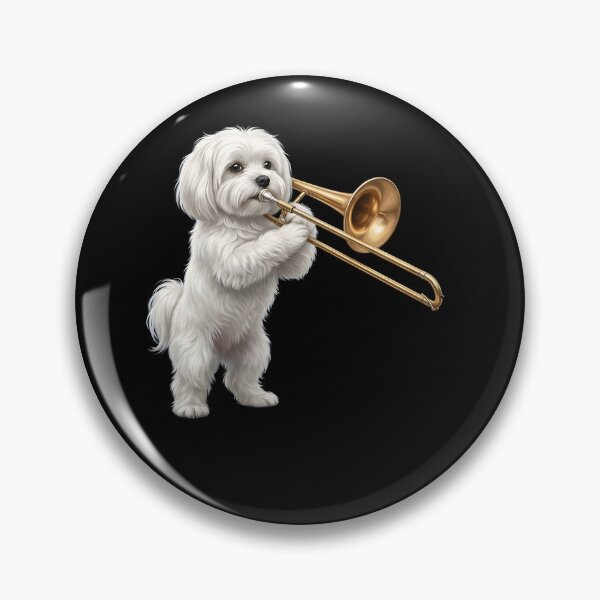 Item preview, Maltese Playing Trombone Player Trombonist Dog Lover designed and sold by DoodleTortle.