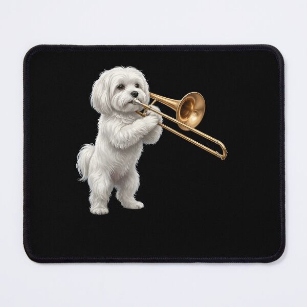 Item preview, Maltese Playing Trombone Player Trombonist Dog Lover designed and sold by DoodleTortle.