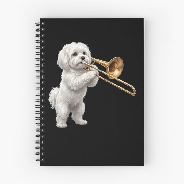 Item preview, Maltese Playing Trombone Player Trombonist Dog Lover designed and sold by DoodleTortle.