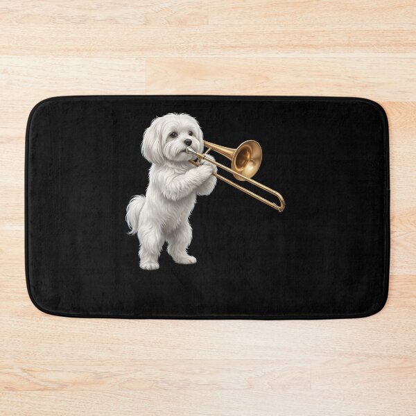 Item preview, Maltese Playing Trombone Player Trombonist Dog Lover designed and sold by DoodleTortle.