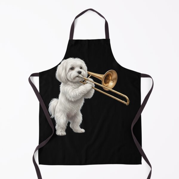 Item preview, Maltese Playing Trombone Player Trombonist Dog Lover designed and sold by DoodleTortle.