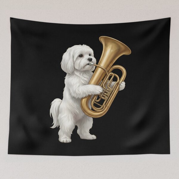 Item preview, Maltese Playing Tuba Player Tubaist Dog Lover designed and sold by DoodleTortle.