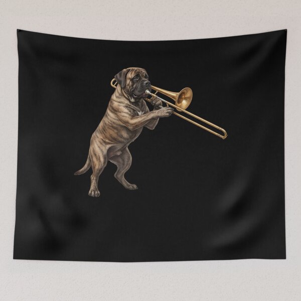 Item preview, Mastiff Playing Trombone Player Trombonist Dog Lover designed and sold by DoodleTortle.