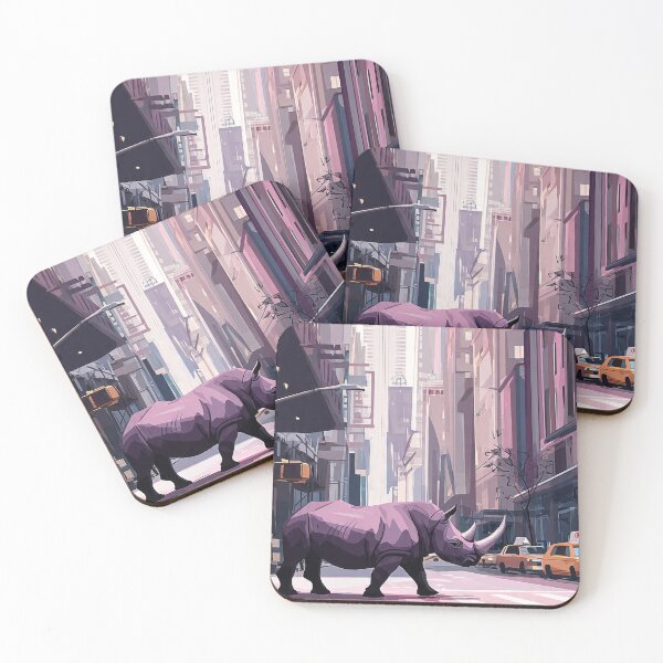Item preview, Rhinoceros in a futuristic cityscape designed and sold by drizzd.