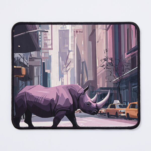 Item preview, Rhinoceros in a futuristic cityscape designed and sold by drizzd.