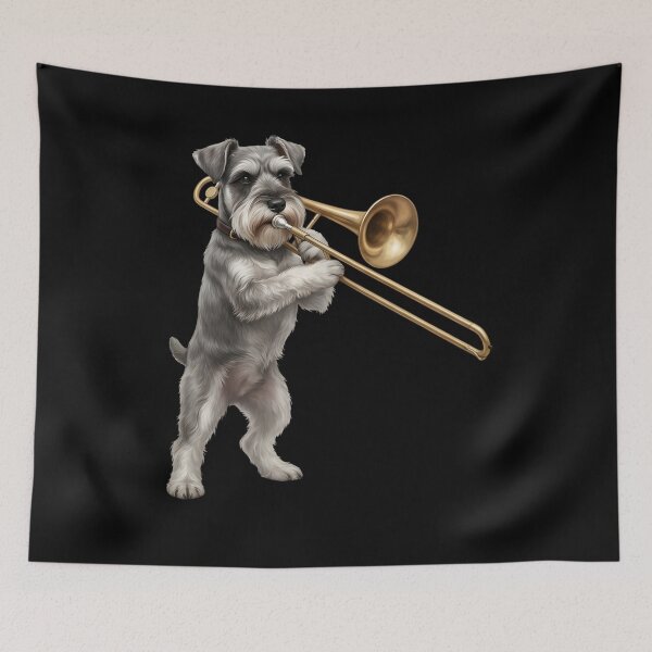 Item preview, Miniature Schnauzer Playing Trombone Player Trombonist Dog Lover designed and sold by DoodleTortle.