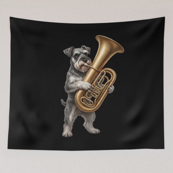 Item preview, Miniature Schnauzer Playing Tuba Player Tubaist Dog Lover designed and sold by DoodleTortle.