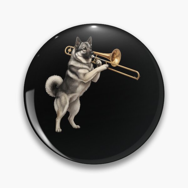 Item preview, Norwegian Elkhound Playing Trombone Player Trombonist Dog Lover designed and sold by DoodleTortle.