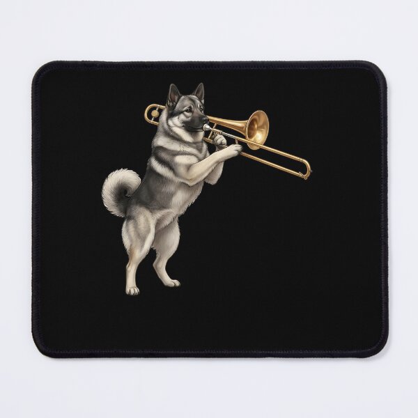 Item preview, Norwegian Elkhound Playing Trombone Player Trombonist Dog Lover designed and sold by DoodleTortle.