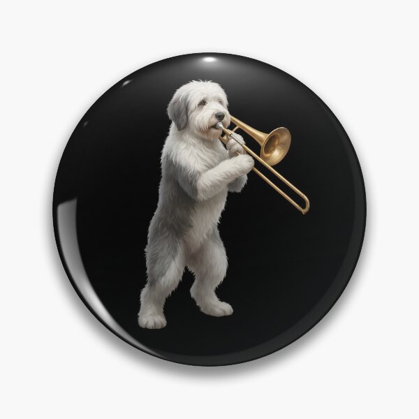 Item preview, Old English Sheepdog Playing Trombone Player Trombonist Dog Lover designed and sold by DoodleTortle.
