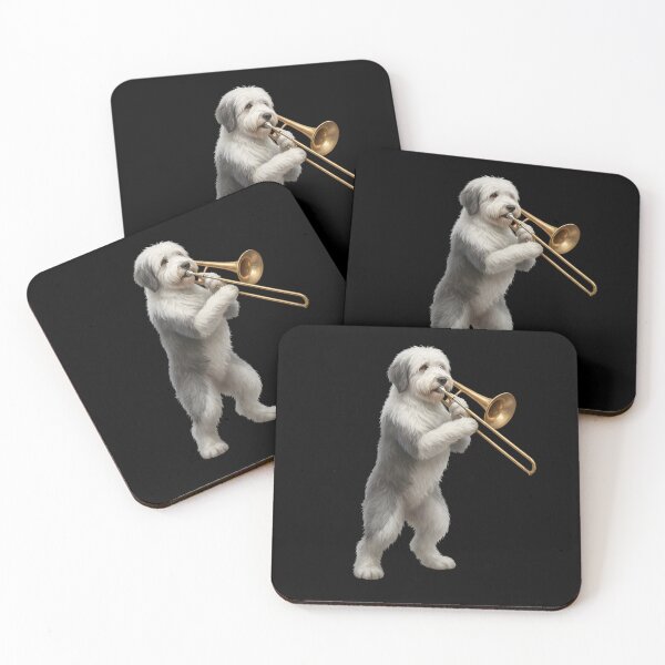 Item preview, Old English Sheepdog Playing Trombone Player Trombonist Dog Lover designed and sold by DoodleTortle.