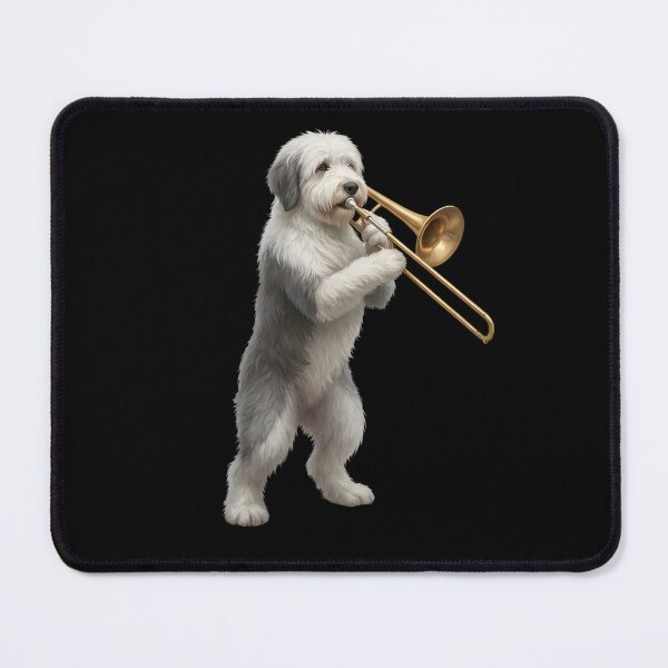 Item preview, Old English Sheepdog Playing Trombone Player Trombonist Dog Lover designed and sold by DoodleTortle.