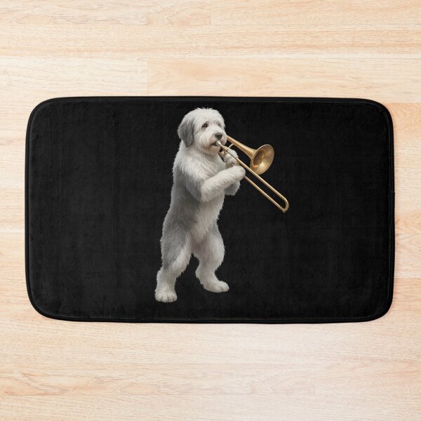 Item preview, Old English Sheepdog Playing Trombone Player Trombonist Dog Lover designed and sold by DoodleTortle.