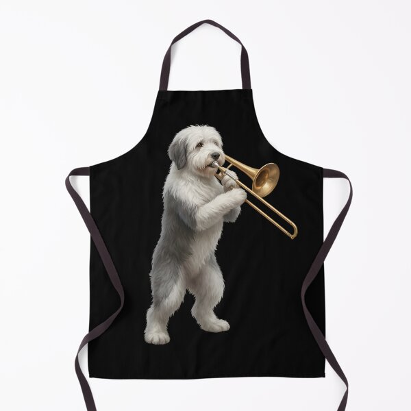 Item preview, Old English Sheepdog Playing Trombone Player Trombonist Dog Lover designed and sold by DoodleTortle.