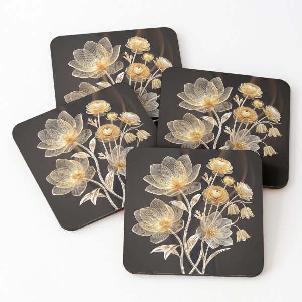 Artikelvorschau, Goldene abstrakte 3D-Blumen Glamour entworfen und verkauft von UnikaArto.