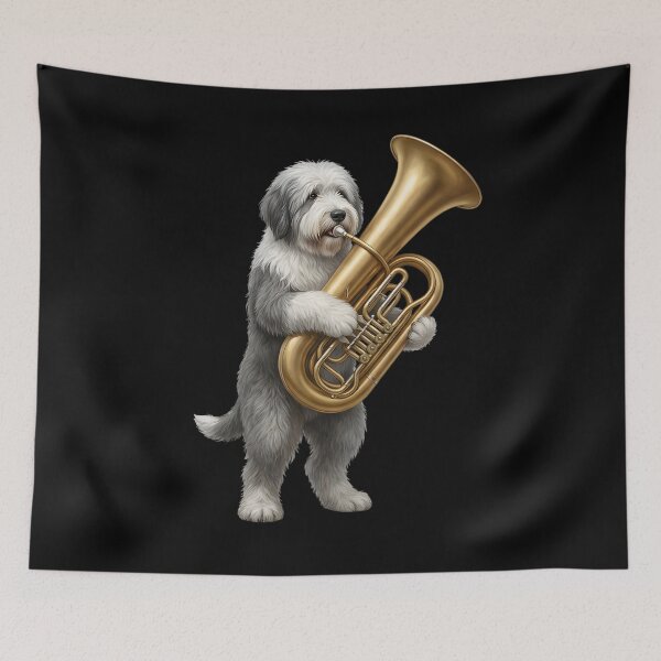 Item preview, Old English Sheepdog Playing Tuba Player Tubaist Dog Lover designed and sold by DoodleTortle.