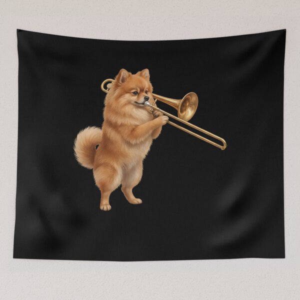 Item preview, Pomeranian Playing Trombone Player Trombonist Dog Lover designed and sold by DoodleTortle.