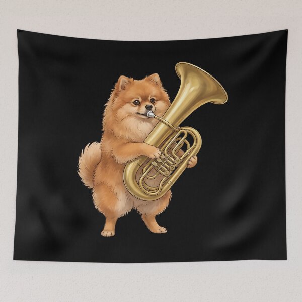 Item preview, Pomeranian Playing Tuba Player Tubaist Dog Lover designed and sold by DoodleTortle.